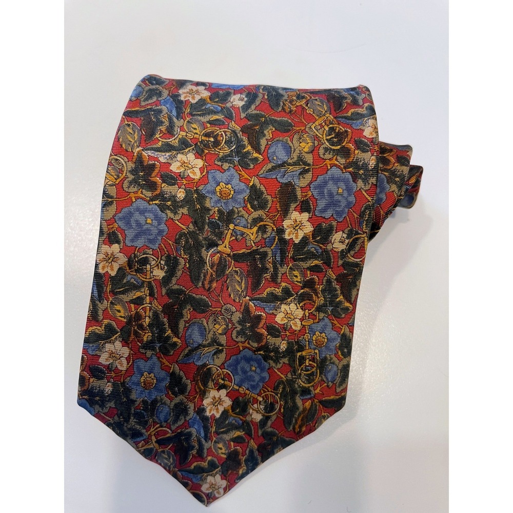 Bert‎ Pulitzer Collectors Edition Floral Red Gold Silk Mens Tie
